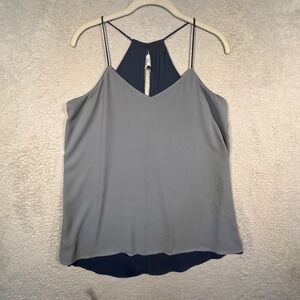 Express Cami Top Reversible Sleeveless V-Neck Casual Blouse Tank Top Gray Blue S